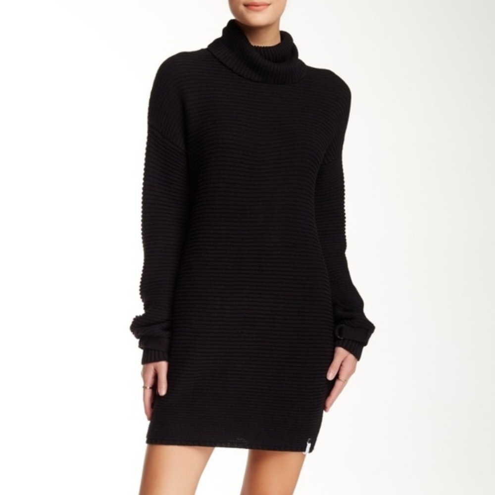 One Teaspoon Parisienne Nights Turtleneck Sweater Dress Black Size Small